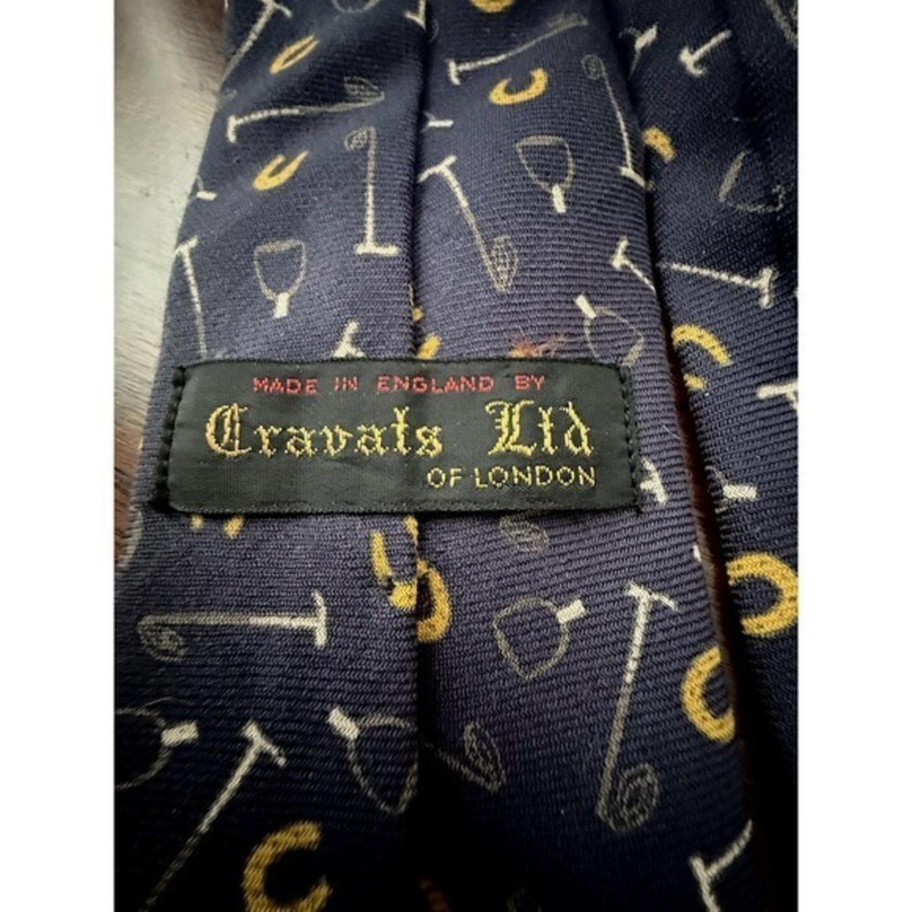 Vintage Cravats Ltd of London Hand Painted Equestrian‎ Wool Challis Neck Tie